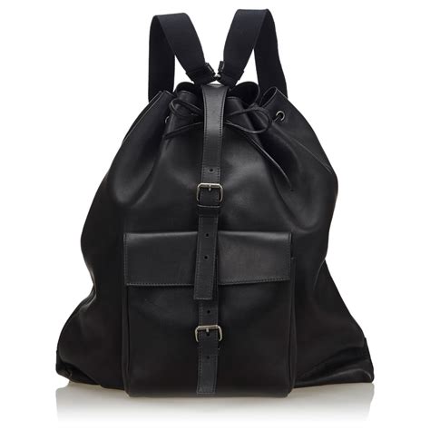 ysl tas|YSL leather backpack.